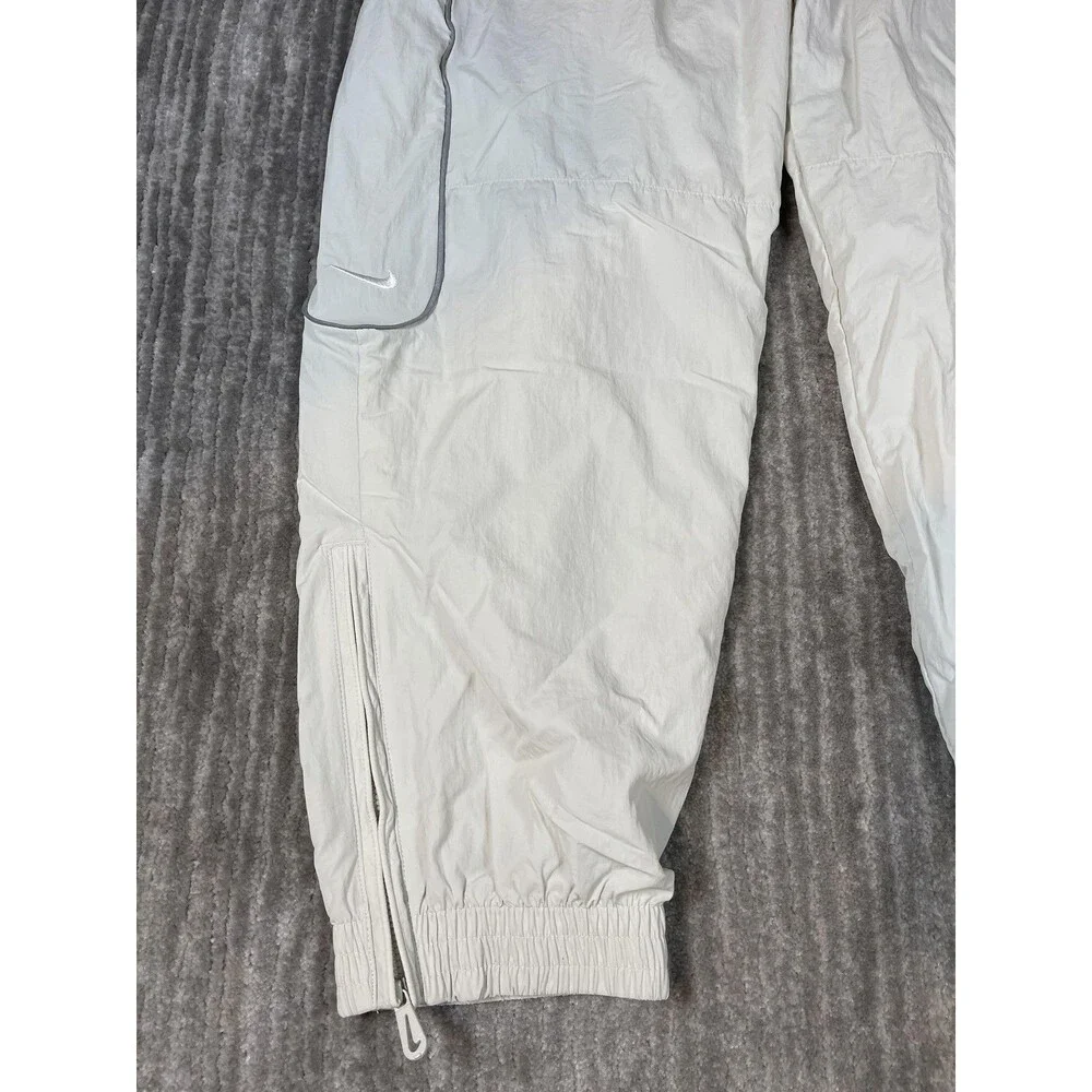 Nike Track Pants Mens Medium White Solo Swoosh Loose Fit Taper Leg Stacked New